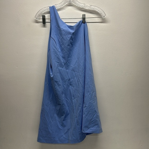 Outdoor Voices Exercise Dress One Shoulder Short Mini Shorts Sky Blue NWT New XL - Picture 2 of 7